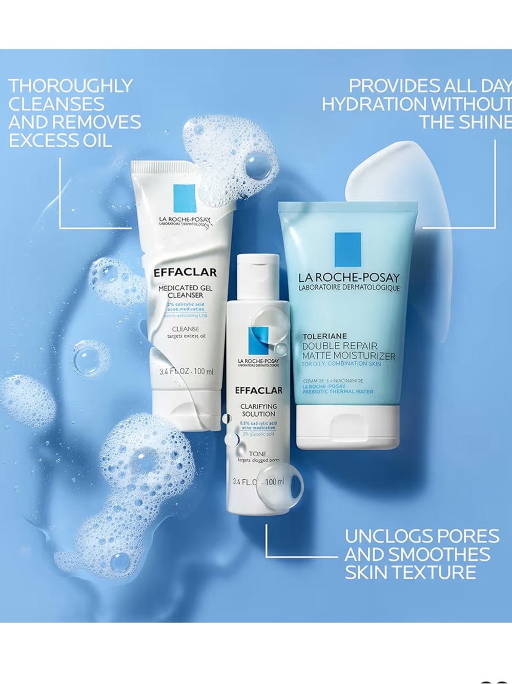 La Roche-Posay Effaclar Daily Acne Essentials Kit | 3-Step Acne Care Set - Picture 11 of 12